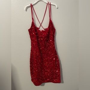 sequin red dress